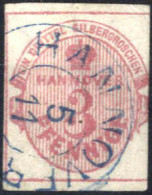 O 1853, Krone Im Oval, 3 Pf Mattlilarosa, Wz. 2, Ungezähnt (knapper Schnitt), Gestempelt, Mi. 6 - Hanovre