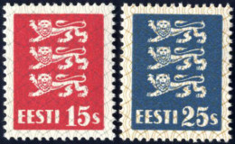 ** 1935, Wappenlöwen Mit Netzaufdruck, Komplette Serie 2 Werte Postfrisch, Mi. 106,107 - Estonie
