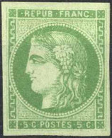 * 1870, Ceres "Bordeaux- Ausgabe", 5C Grün, Ungezähnt Mit Gummiunebenheiten, Mi. 39a - Autres & Non Classés