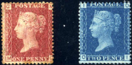 * 1858-9, 1 D. Rose-red Plate 90 And 2 D. Blue Lettered O-I Plate 13, Wmk. Crown, Perf. 14, Woth Mint With Original Gum, - Autres & Non Classés