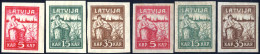 ** 1919, Befreiung Von Riga, Zwei Komplette Serien 6 Werte Ungezähnt Auf Normalem- Und Zigaretten-Papier, Postfrisch, Mi - Lettonie