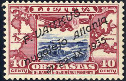 ** 1935, Atlantikflug, 40 C Lilakarmin/dunkelblau Postfrisch, Signiert Medand, AD Und Sorani, Mi. 404 - Lituanie