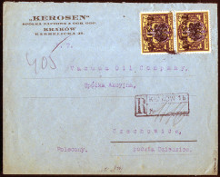 Cover 1923, Inflationsperiode 15.10-31.10.1923, Rekobrief Vom 30.10.1923 Von Krakow Nach Czechowice, Portogerecht Franki - Autres & Non Classés