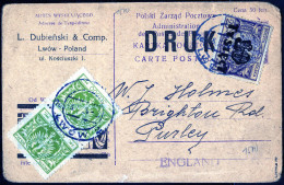 Cover 1924, Inflationsperiode 1.4.-15.4.1924, Karte Mit Preisliste Vom 8.4.1924 Von Lwow (Lemberg) Nach Purley (England) - Autres & Non Classés