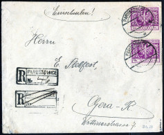 Cover 1924, Inflationsperiode 1.4.-15.4.1924, Rekobrief Vom 9.4.1924 Von Paruszowice Nach Gera, Frankiert Mit Zwei Stück - Autres & Non Classés