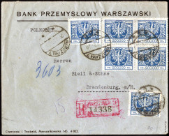 Cover 1924, Inflationsperiode 16.2.-29.2.1924, Rekobrief Vom 26.2.1924 Von Warschau Nach Brandenburg A/H., Frankiert Mit - Autres & Non Classés