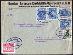 Cover 1924, Inflationsperiode 16.4.-30.4.1924, Brief Vom 24.4.1924 Von Katowice (Kattowitz) Nach Berlin, Frankiert Mit 4 - Autres & Non Classés