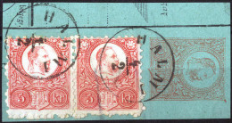 Piece "Halmi", Briefstück Einer 5 Kr. Ganzsache Mit Zwei 5 Kr. Franz Josef Zufrankiert, Gudlin E 2.2 - 300P - Autres & Non Classés