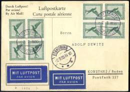 Cover 1930, Friedrichshafen - Bayrischer Wald - Friedrichshafen, Karte Vom 2.7.1930 Nach Konstanz Vorder- Und Rückseitig - Poste Aérienne & Zeppelin