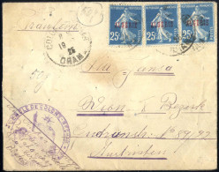 Cover 1925, Brief Aus Colomb Bechar Nach Wien Frankiert Mit Paar + 1 Der Säerin 25 C. Blau Mit Rotem Aufdruck "ALGERIE", - Sonstige & Ohne Zuordnung