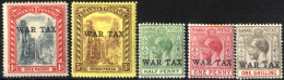 * 1918, Aufdruck "WAR TAX" In Serifenschrift, Komplette Serie 5 Werte, Gez. 14 Mit Wz. 3, Ungebraucht, 1 P König Mit Ros - Autres & Non Classés