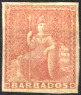* 1852, Sitzende Britannia Ohne Wertangabe, 4 P Braunrosa, Ungezähnt Ohne Wz., Ungebraucht, Sign. A Diena, SG 5 Mi. 3x - Barbades (...-1966)