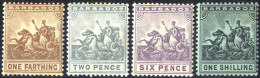 * 1909/10, Kleines Kolonialsiegel, Komplette Serie 4 Werte, Wz. 5 Ungebraucht, Rostflecken Im Gummi, SG 163,166,168,169  - Barbades (...-1966)