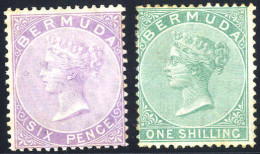 * 1865, 6d, 1s, Little Stained, Mi.4-5 A SG 7-8 / 348,- - Bermuda