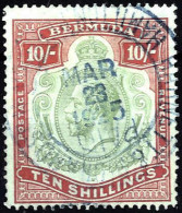 O 1918, 10 Sh. Rot / Grün Auf Grün, Gestempelt (Mi. 47 - S.G. 54) - Bermudes