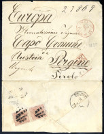 Cover 1885, Rekobrief Vom 8.4.1885 Von Rio De Janeiro Nach Pergine (Tirol, Trentino), Rückseitig Frankiert Mit Einem Sen - Sonstige & Ohne Zuordnung