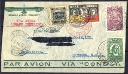 Cover 1932, Luftpost-Zeppelinbrief Von S. Salvador Am 7.4. Nach London Frankiert über 4200 R, Mi. 280,321,323,347 - Sonstige & Ohne Zuordnung