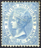 * 1865, Königin Viktoria, 1 P Blau, Gez. 14 Ohne Wz., Ungebraucht, SG + Mi. 1 - Britisch-Honduras (...-1970)