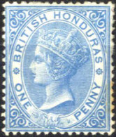 * 1872/79, Königin Viktoria, 1 P Blau, Gez. 14 Wz. 1, Ungebraucht, SG 11 Mi. 4 C - Honduras Britannique (...-1970)