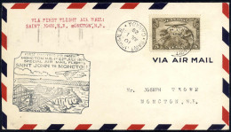 Cover 1929, Erstflug Saint John - Moncton, Frankierter Beleg Vom 1.7.1929 Nach Moncton, Sonderstempel Vorne (Muller 151a - Autres & Non Classés