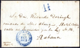 Cover 1832, Brief Aus Sagua La Grande Vom 12.2. Nach Habana, Taxstempel 1½ - Autres & Non Classés