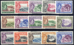 * 1938, König Georg VI, Komplette Serie 14 Werte, Wz. 4 Ungebraucht, SG 99-108a Mi. 93-106 - Dominica (...-1978)