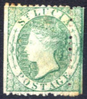 (*) 1863, Königin Viktoria, 6 P Smaragdgrün, Wz. 2 Ohne Gummi, Stark Vertikal Verzähnt Daher Rechts Und Links Geschnitte - St.Lucia (...-1978)