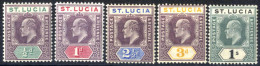 * 1902/03, König Edward VII, Komplette Serie 5 Werte, Wz. 3 Ungebraucht, SG 58-62 Mi. 35-39 - St.Lucia (...-1978)
