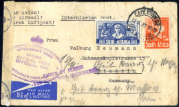 Cover 1942, Internierten Post, Flugpostbrief Von Capetown Am 12.10. Nach Stettin Frankiert über 9 P. Durch 3 + 6 P., Zen - Ohne Zuordnung