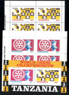 ** 1986, Schachweltmeisterschaft, Komplette Serie 2 Werte Im Kleinbogen Und Ein Block Mi. 313-Bl54 - Tansania (1964-...)