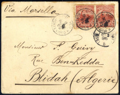 Cover 1895, Brief Von Montevideo Am 9.11. Nach Blidah (Algerien) Frankiert über 10 C., Durch Paar 5 C. Zinnober, Zähnung - Uruguay