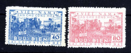 (*) 1955, Agrarreform, Komplette Serie 2 Werte, Dünnes Papier, Ohne Gummi Wie Verausgabt, Mi. D 6ax+7x - Vietnam