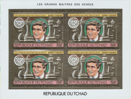 Tchad 1983, Chess Master, Rotary, Red Overprinted, 1val In Sheetlet Gold - Echecs