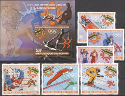 Tchad 1983, Winter Olympic Games In Sarajevo, Skating, Skiing, Hokey, 6val +BF - Jet-Ski