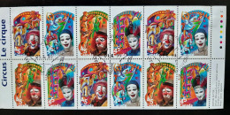 Canada 1998  USED Sc 1760a    5.40$ Pane Of 12 X 45c  The Circus - Oblitérés