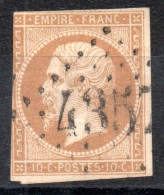 FRANCE / EMPIRE N° 13 B  10c Bistre  Type II Oblitéré - 1853-1860 Napoleon III