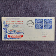 Australia 1957 Old "Flying Doctor" Cover (Michel 278) In Block Of 4 Nice Used, With Signature Of Dr. W.G.Meehan - Brieven En Documenten