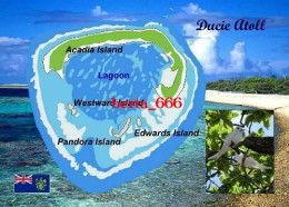 Pitcairn Ducie Island Map Postcard * Carte Geographique * Landkarte - Pitcairneilanden