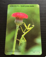 Korea Phonecard, Red Flower, 1 Used Card - Corea Del Sur