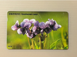 Korea Phonecard, Purple Flower, 1 Used Card - Korea (Zuid)