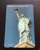 Korea Phonecard, Statue Of Liberty, 1 Used Card - Corea Del Sur