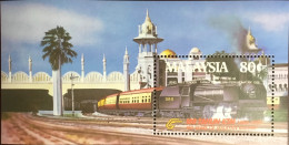 Malaysia 1985 Railways Centenary Trains Locomotives Minisheet MNH - Malaysia (1964-...)