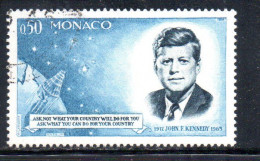 MONACO 1964 PRESIDENT JOHN F. KENNEDY AND MERCURY CAPSULE 50c USED USATO OBLITERE' - Oblitérés