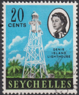 1962 Seychellen (...-1976) ° Mi:SC 198, Sn:SC 201, Yt:SC 191, Denis Island Lighthouse, Königin Elizabeth II. - Seychelles (...-1976)