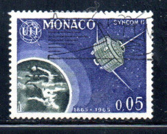 MONACO 1965 ITU UIT EMBLEM AND SYNCOM II AND EARTH 5c USED USATO OBLITERE' - Gebruikt