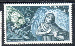 MONACO 1966 DANTE ALIGHIERI 700th ANNIVERSARY BIRTH FACING PANTHER OF ENVY 60c USED USATO OBLITERE' - Usados