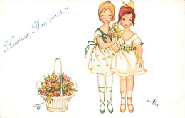 FÊTES- VŒUX - Heureuse Anniversaire - Jeunes Filles - Carte Postale Ancienne - Verjaardag