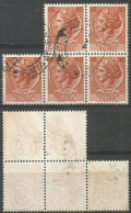 Repubblica 1953 Siracusana Turrita Ruota 3°NDx Lire 80 Usato Blocco Di 5 Pezzi - Collections
