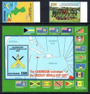 Guyana 5926/27 Et BF 509 Coupe Du Monde 2007 De Cricket , Drapeaux - Cricket