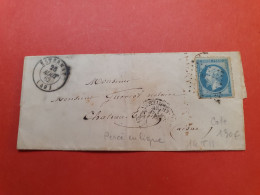 Napoléon 20ct Percé En Ligne Sur Lettre Sans Texte De Esternay En 1862 Pour Château Thierry - J 391 - 1849-1876: Classic Period